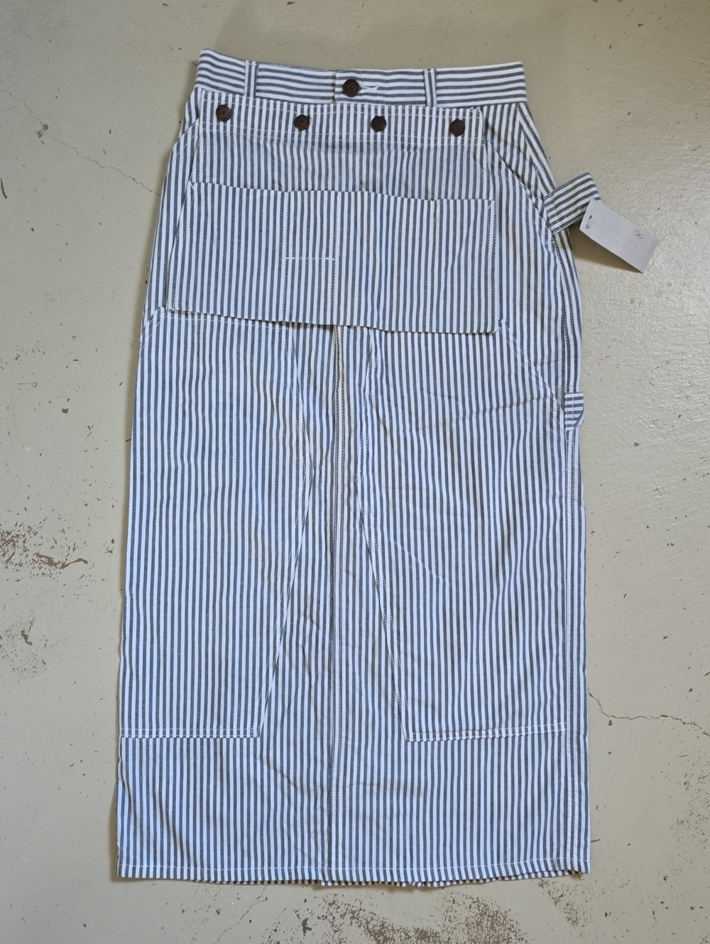 Vintage Smith & Hawken Hickory Striped Skirt With Detachable Apron Size 8 NWT